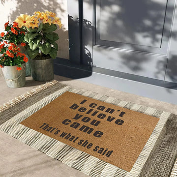 tapis d'entrée marron clair beige texture coco moderne rustique antidérapant extérieur intérieur 60x40cm