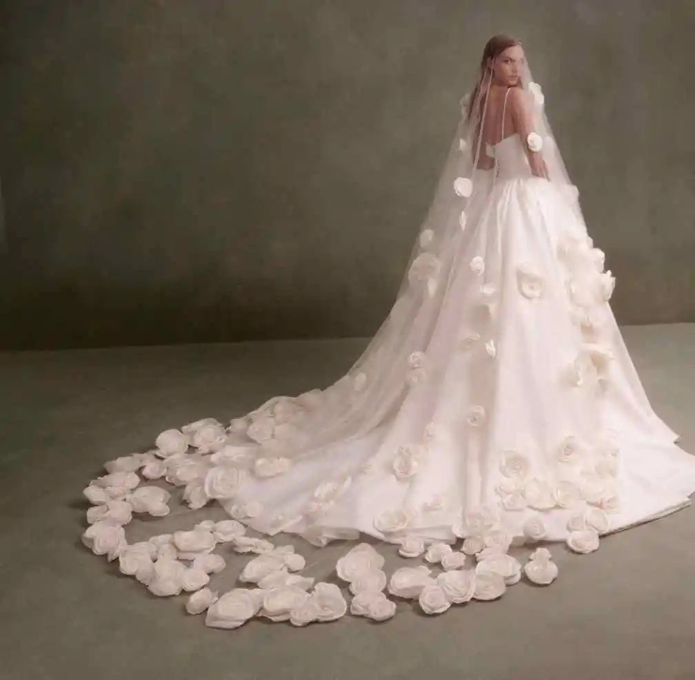 voile mariée classique fleurs relief blanc champagne ivory translucide bord coupé