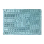 tapis bain coton absorbant motif pieds moderne vert clair gris bleu clair