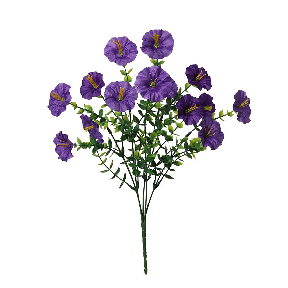 bouquet fleurs artificielles violettes blanches jaunes rouges petunia modernes decoration maison mariage anniversaire 35cm