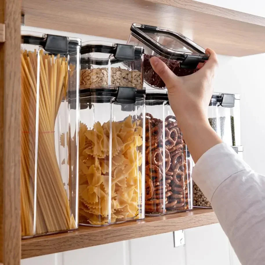 Boîte de rangement cuisine empilable transparente pour pâtes et aliments secs