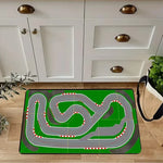 tapis sol vert gris moderne route course bordures rouges blanches salon chambre