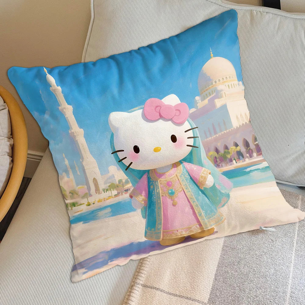 coussin décoratif carré motif hello kitty cartoon canapé lit chaise maison couleur rose