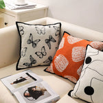 housse coussin moderne nordique motif papillons blanc noir polyester 45x45cm decoration salon