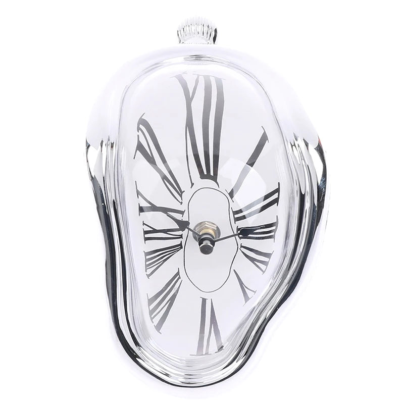 horloges murales surréalistes dali or noir argent chiffres romains aiguilles forme organique transparentes salon