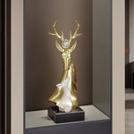 Sculpture résine cerf faon moderne élégant noir doré blanc salon entrée