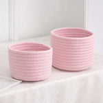 corbeilles tissées coton réutilisables rangement moderne rustique beige rose bleu clair