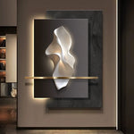 tableau mural abstrait led moderne blanc gris noir contemporain fixé mur dimmable