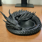support bijoux dragon noir blanc gris gothique fantaisie porte clés décoration fantastique gothique