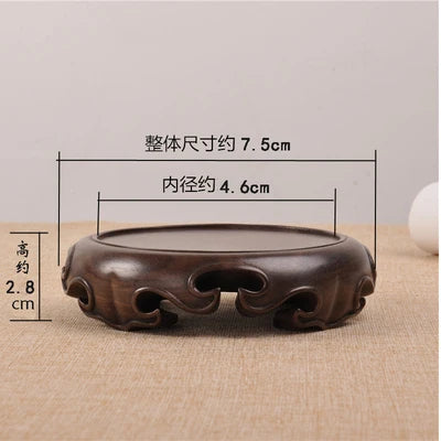 support plante bois naturel sculpté classique marron foncé artisanal rétro ornement maison plantes théières