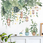 stickers muraux feuilles tropicales plantes decoratives adhésifs maison salon enfants naturels vert orange bleu