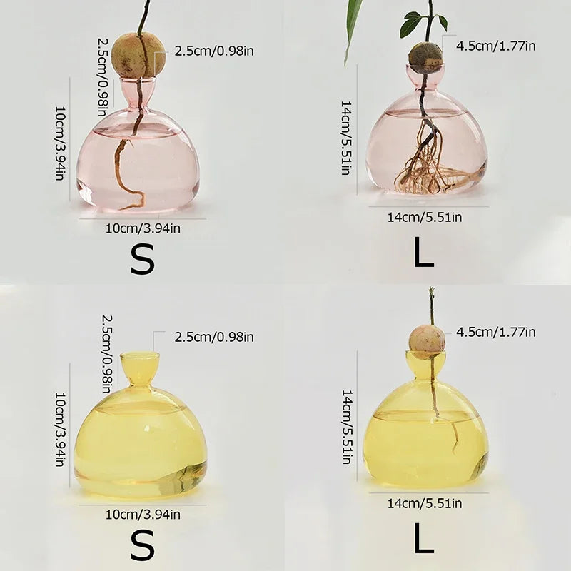 vase moderne transparent rose bleu vert jaune marbré petite grande