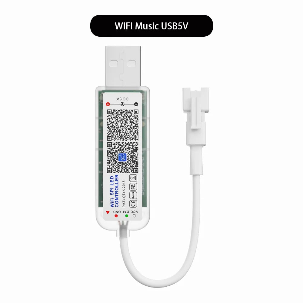 contrôleur lumière led wifi 28 touches 2048 pixels ws2812b ws2811 app vert blanc moderne