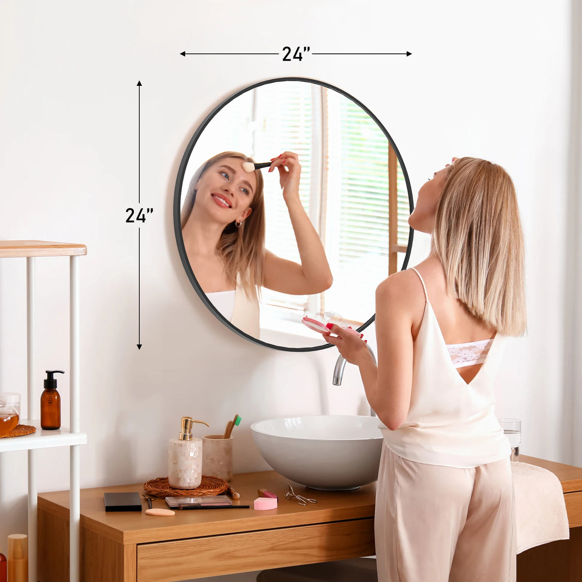 miroir rond or cadre doré moderne support mural chambre salon durable élégant autonomepage num