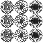 Set de 9 dessous de plat en silicone vert antidérapant sur une table moderne