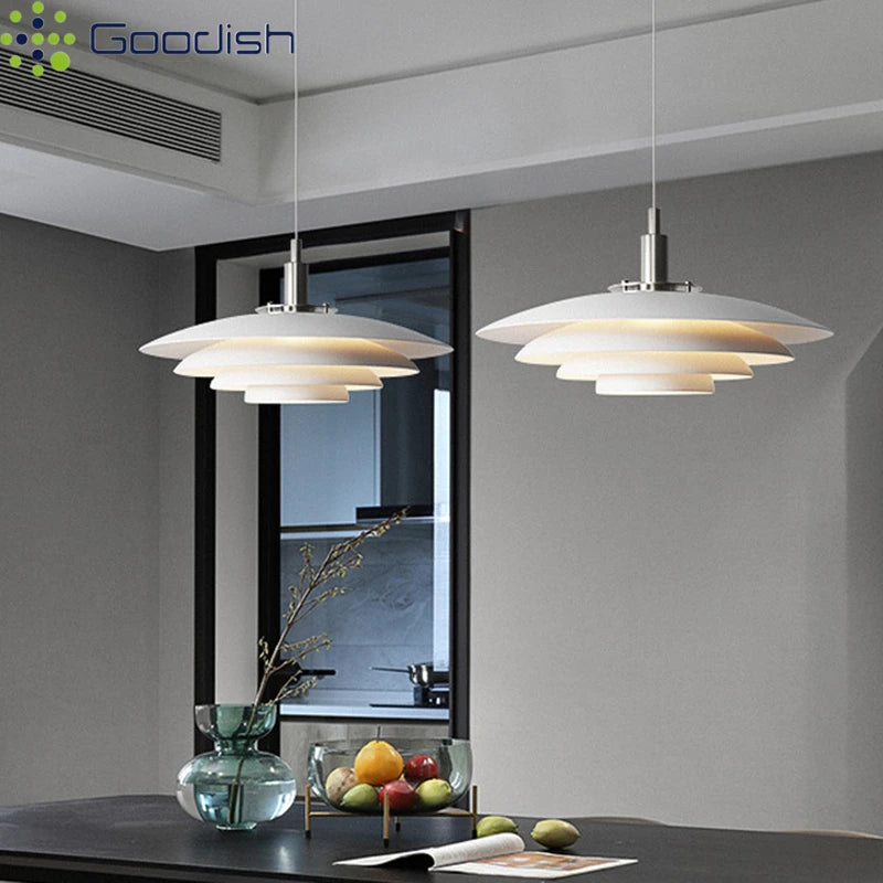 lampe suspendue moderne plateau disque blanc minimaliste finement sculptéintérieur salon chambre