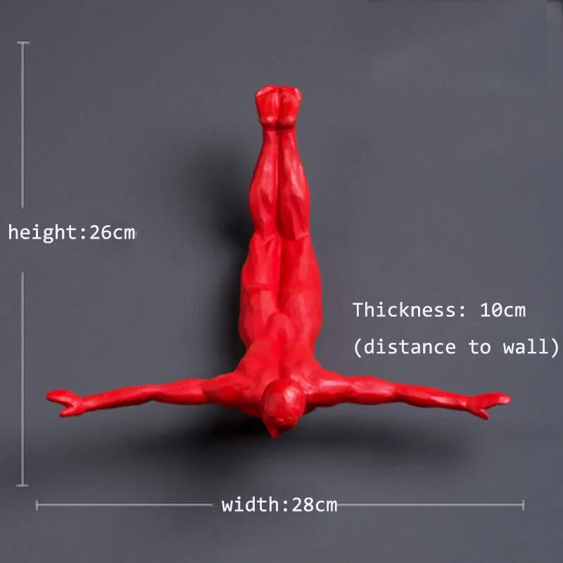 décoration contemporaine sculpture humaine rouge bleu jaune allongée fixations maison cadeau