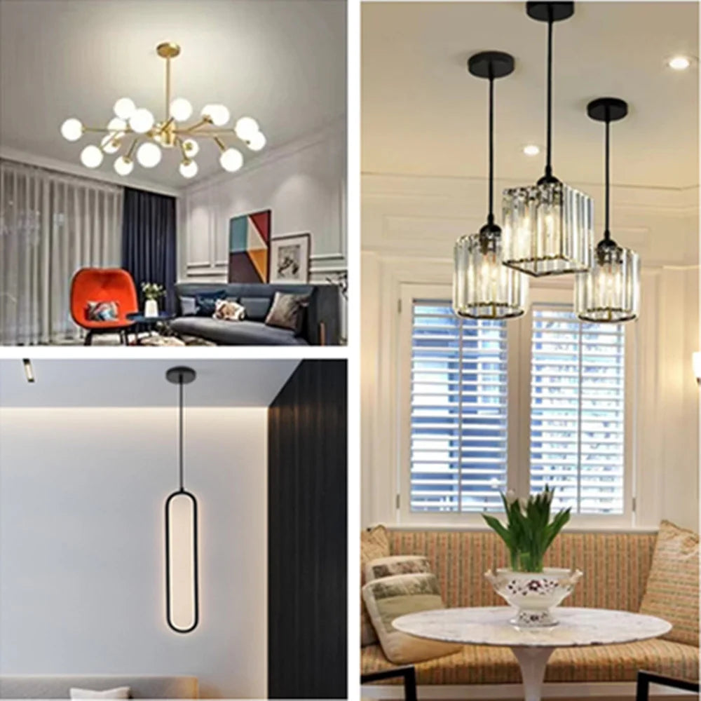 base disque décorative moderne suspension luminaire métal noir or cuivre blanc