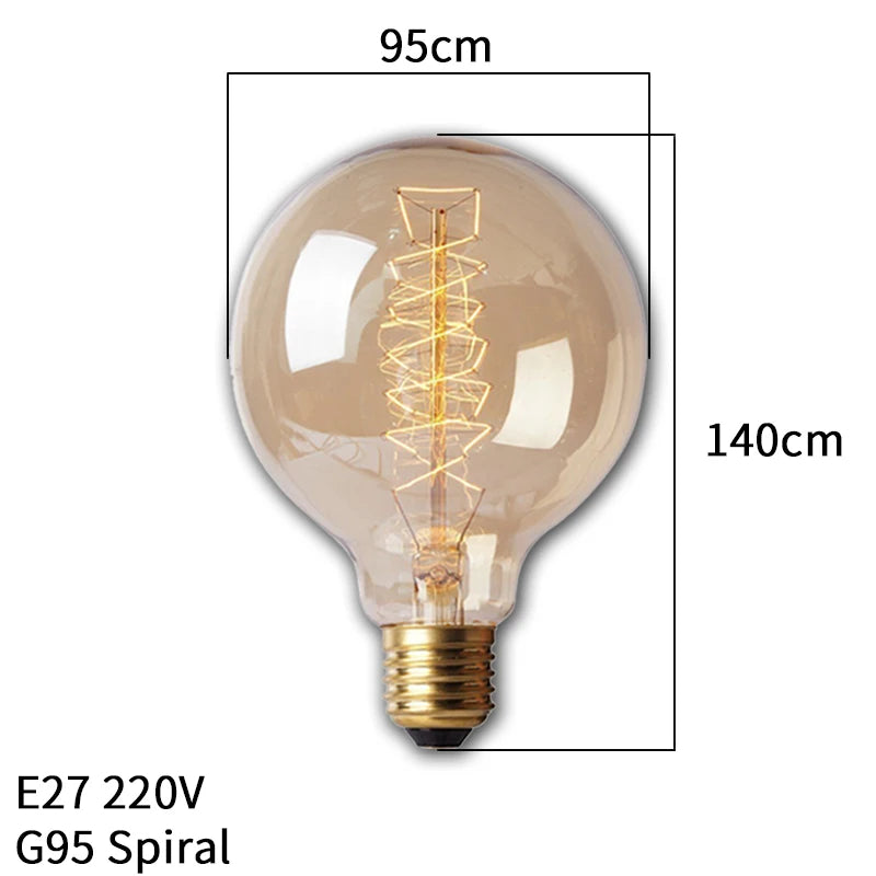 ampoules filament vintage spirales dorées transparentes écolues e27 40w 30000h vintage rétro