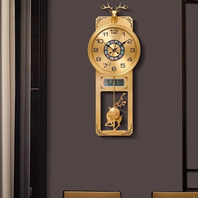 horloge murale moderne ornementale tête cerf salon horloge analogique motif animal ornement asiatique