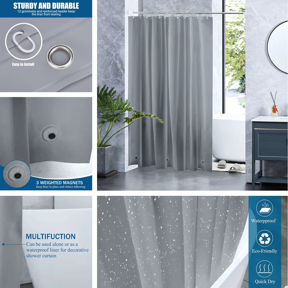 rideau douche moderne transparent rose aimants lestés blanc gris respectueux environnement