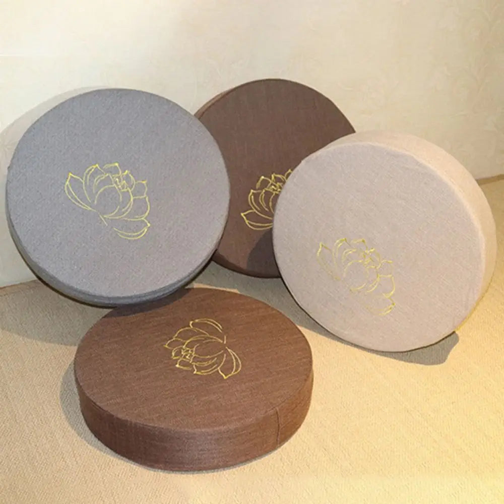 coussin méditation yoga lotus brodé siège rond épais mousse tissu japonais moderne