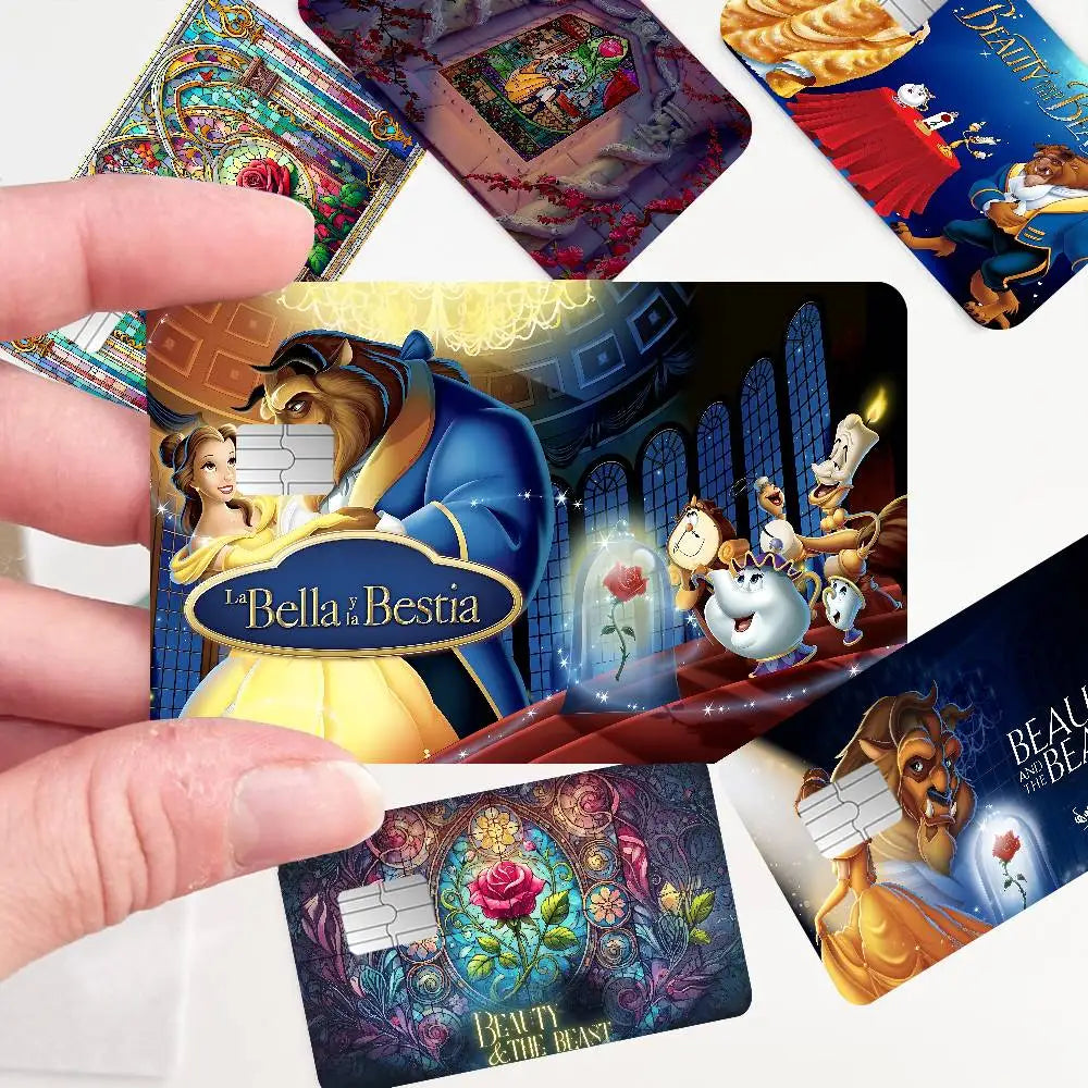 étui cartes bancaires adhésif belle bête vitraux colorés rose personnages réutilisable