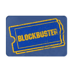 tapis sol antidérapant imperméable coton polyester bleu foncé jaune motif blockbuster video rétro duveteux
