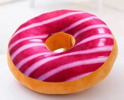 coussin donut forme ronde peluche animée couleurs variées glaçage sucre coloré décoration intérieure sofa