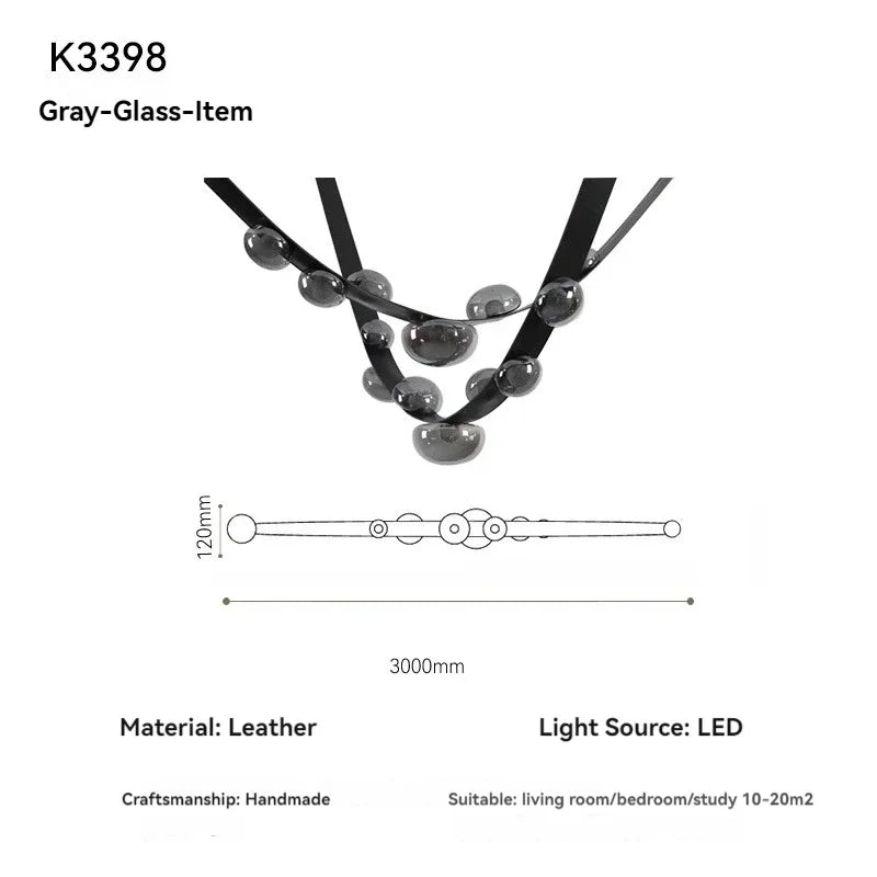 lustre suspension moderne minimaliste noir transparent doré globes organiques chambre salon