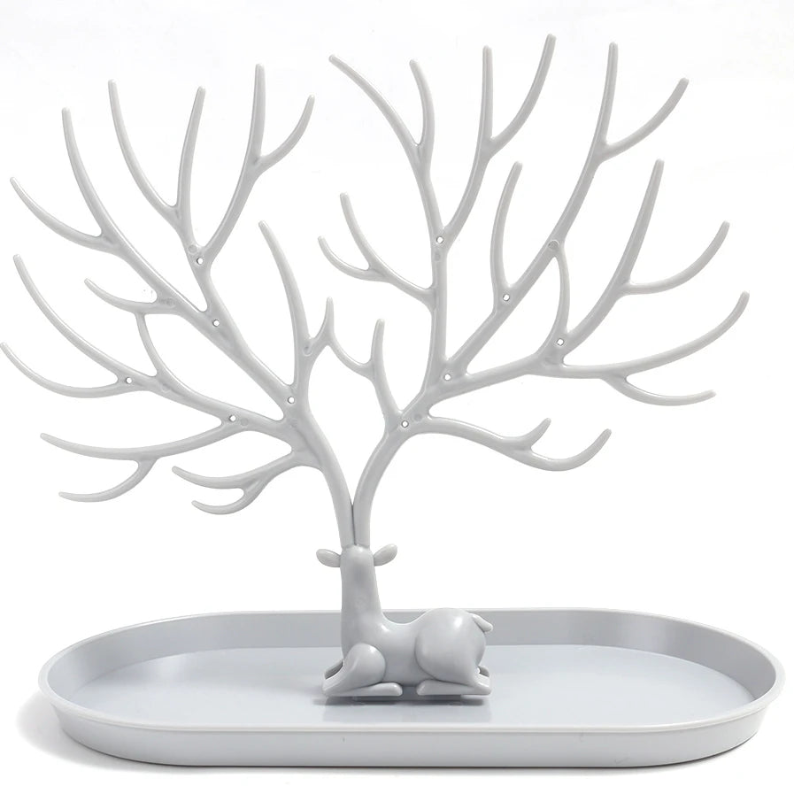 présentoir bijoux arbre branches cerf rose vert blanc moderne minimaliste rangement bijoux