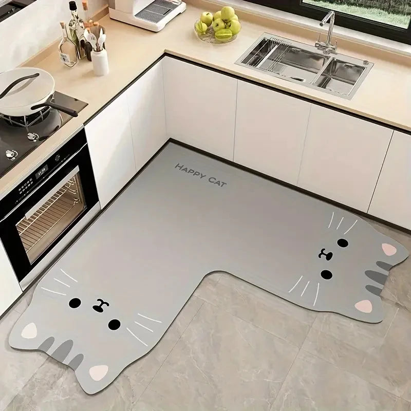 tapis cuisine antidérapant marron clair ours dessin animé moderne pvc