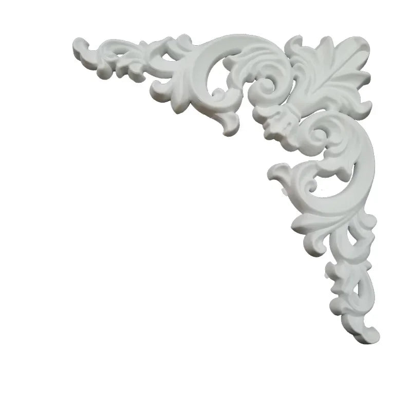 décoration murale coin blanc doré motifs floraux relief classique ornemental PVC stickers