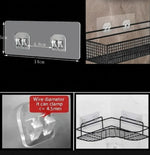 panier mural noir maille métallique adhésif moderne organisation étagères cuisine salle bain resistant pvc