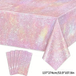 nappe paillettes violet rose argenté table festives galaxie étoiles pâques noël anniversaire mariage