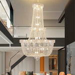 lustre cristal doré transparent classique chaîne ajustable ampoules e14 moderne chambre salon