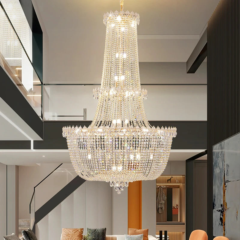 lustre cristal doré transparent classique chaîne ajustable ampoules e14 moderne chambre salon