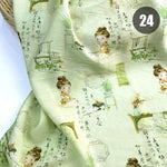 tissu imprimé chinois personnages traditionnels bambous fleurs beige vert bleu rose