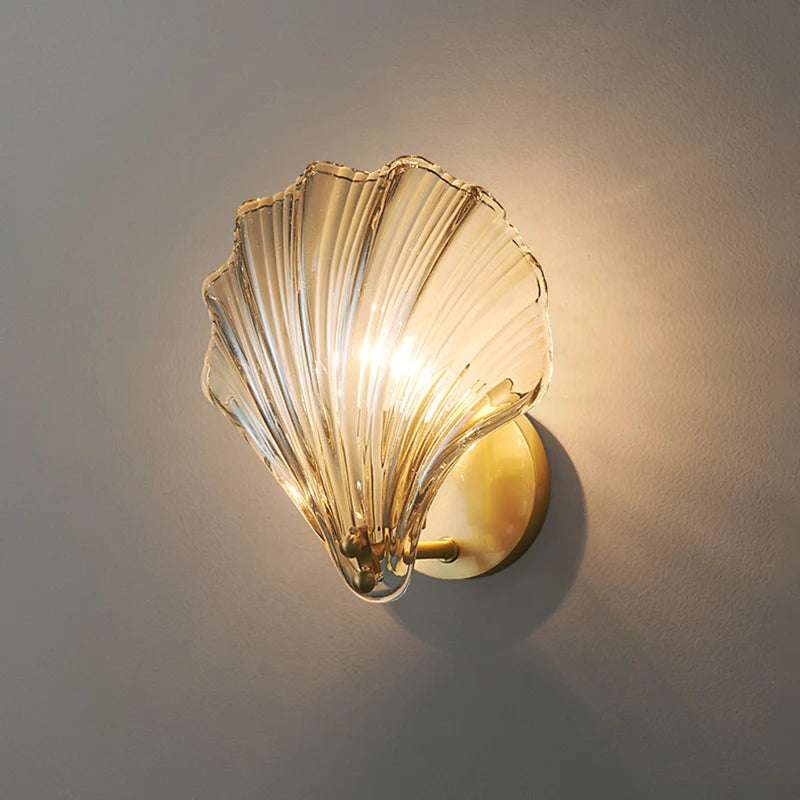 applique murale moderne verre transparent cadre laiton rayures horizontales lumière led 220v 110v