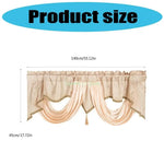 rideau franges gris clair uni satiné opacité classique pompons 140cm 45cm
