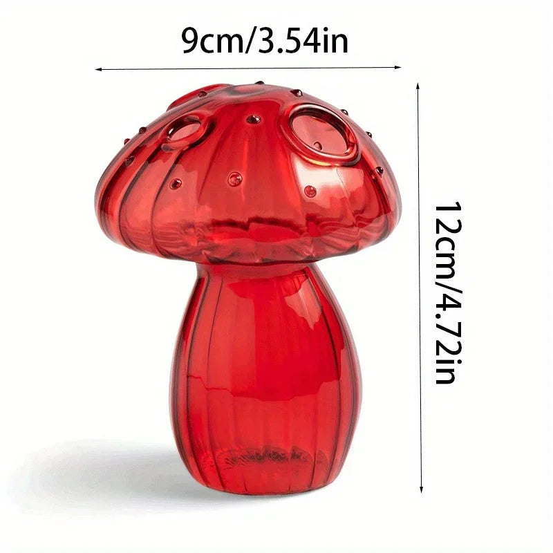 vases champignons verre transparent moderne couleur vert rouge orange bleu rose jaune