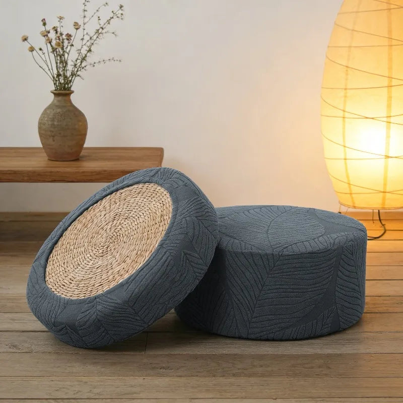coussin d'appoint gris feuilles moderne polyestère jacquard extérieur