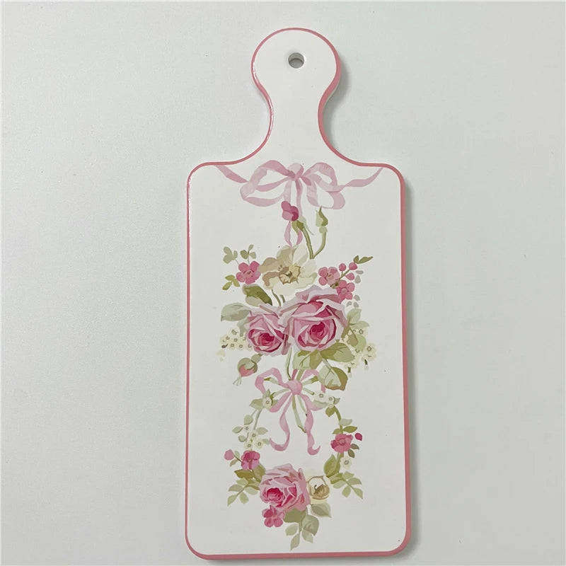 planche découper céramique vintage fleurs roses motifs géométriques blanc roseclair
