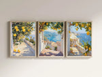 tableau multicolore paysage marin maison fleurs fruits moderne sans cadre toile impression chromatique