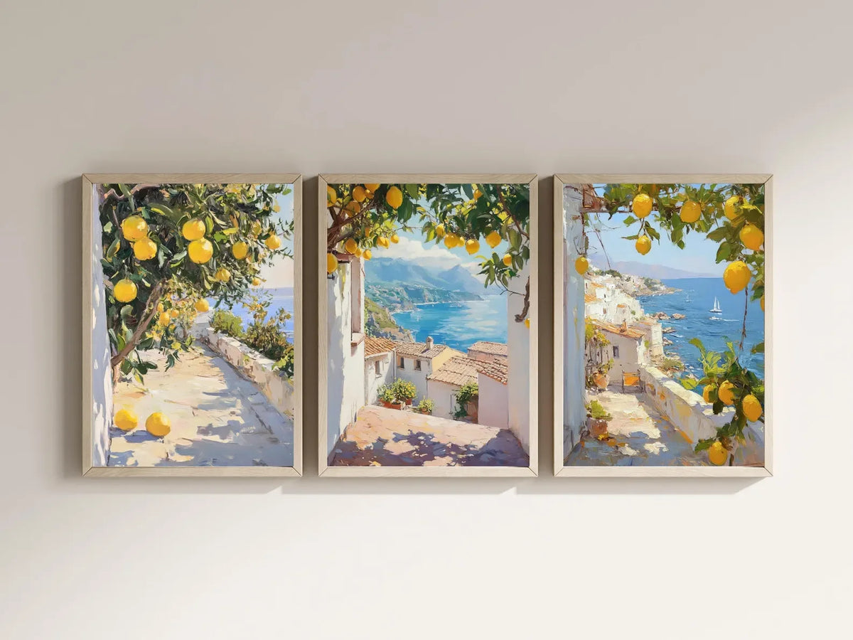 tableau multicolore paysage marin maison fleurs fruits moderne sans cadre toile impression chromatique