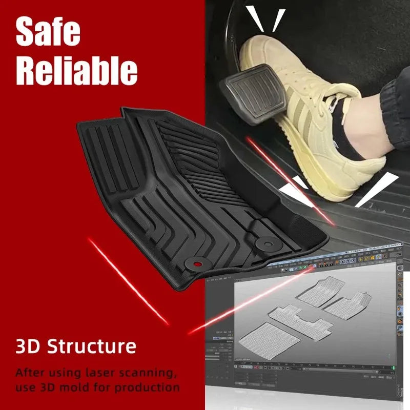 tapis sol voiture noir rayures diagonales moderne protection waterproof imperméableintérieur caoutchouc