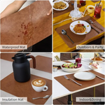tapis table cuir marron clair moderne résistant chaleur antidérapant imperméable lavable 44.5x30CM
