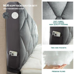 couvre tête lit gris blanc motif géométrique velours moderne adhésif poches rembourrage épais qualité