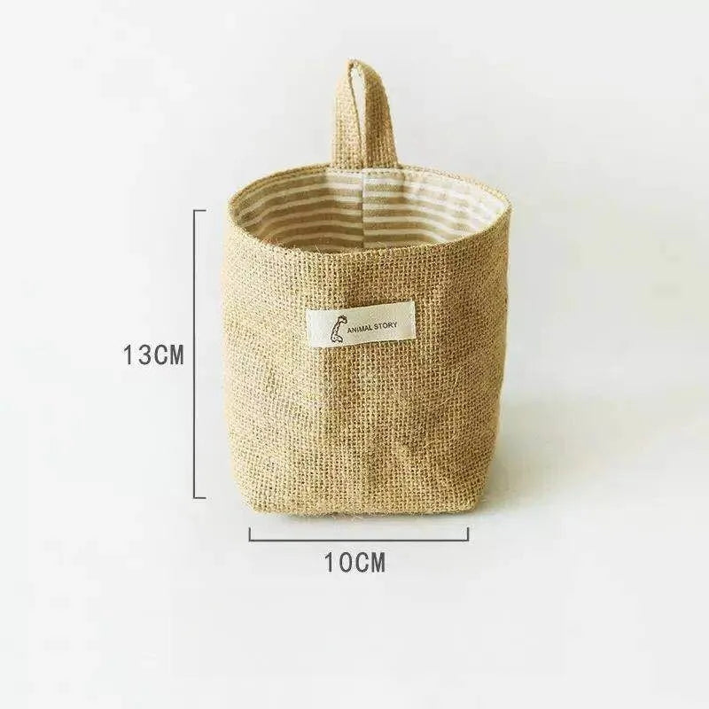 sac rangement toile jute étoiles rayures boho chic pliable reversible anneaux métalliques rustique