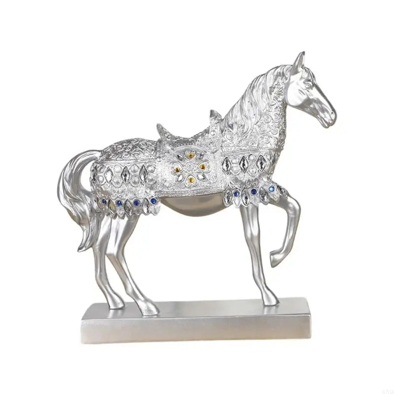 statuette cheval doré ornée strass art déco maison feng shui cadeau anniversaire noël pâques